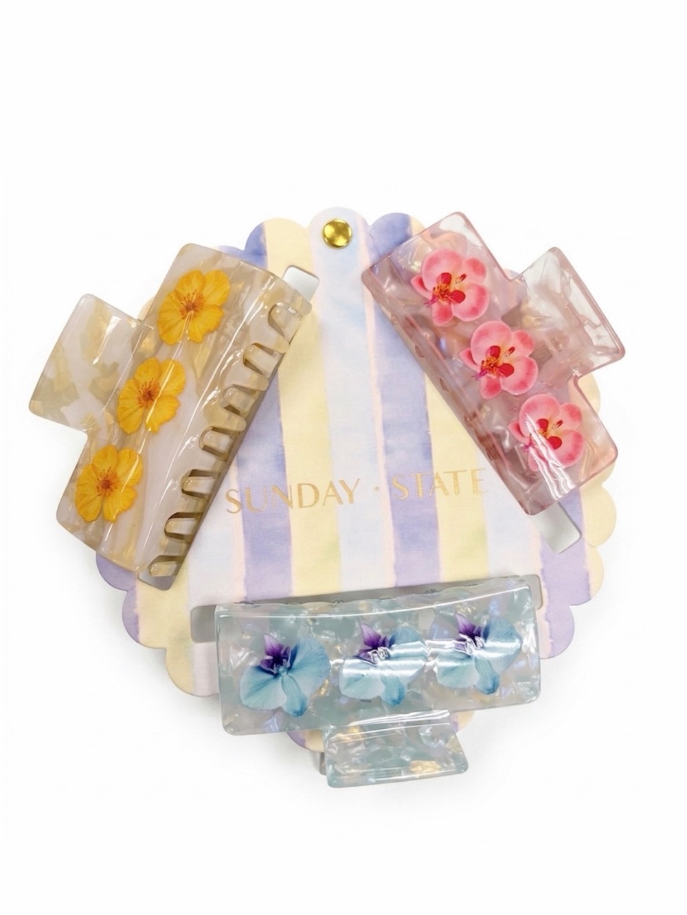 NWT ⚜️🌸⚜️ Sunday State Floral Hair Claw Clip Set of 3!